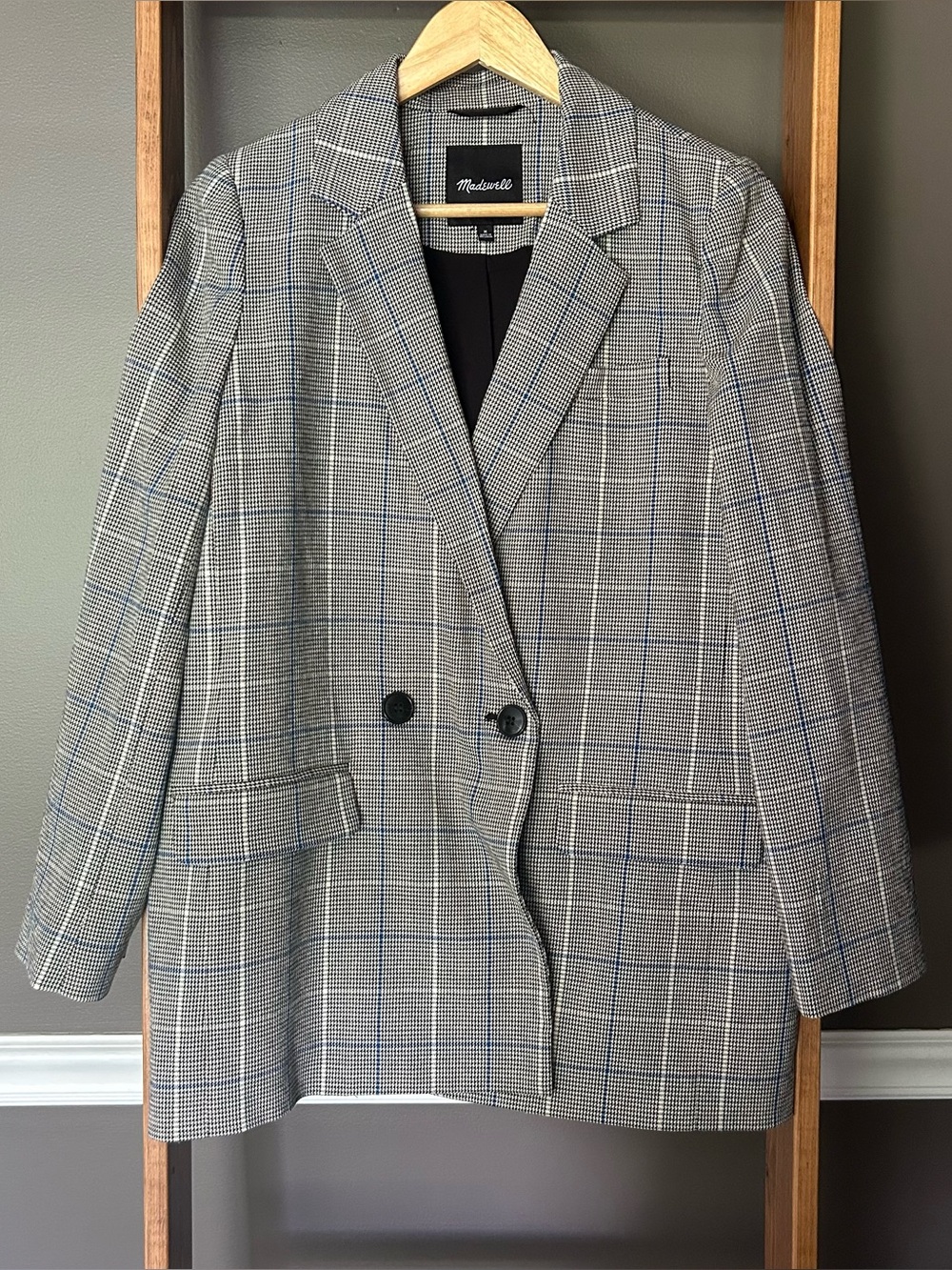 Madewell Caldwell Double-Breasted Blazer in Palmyra Plaid